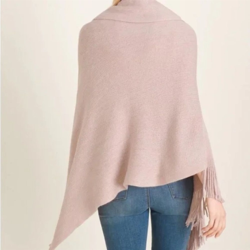 NWT  Chico's Cozy Cowlneck Poncho Mellow Rose with metallic Shimmer and … - Picture 4 of 9